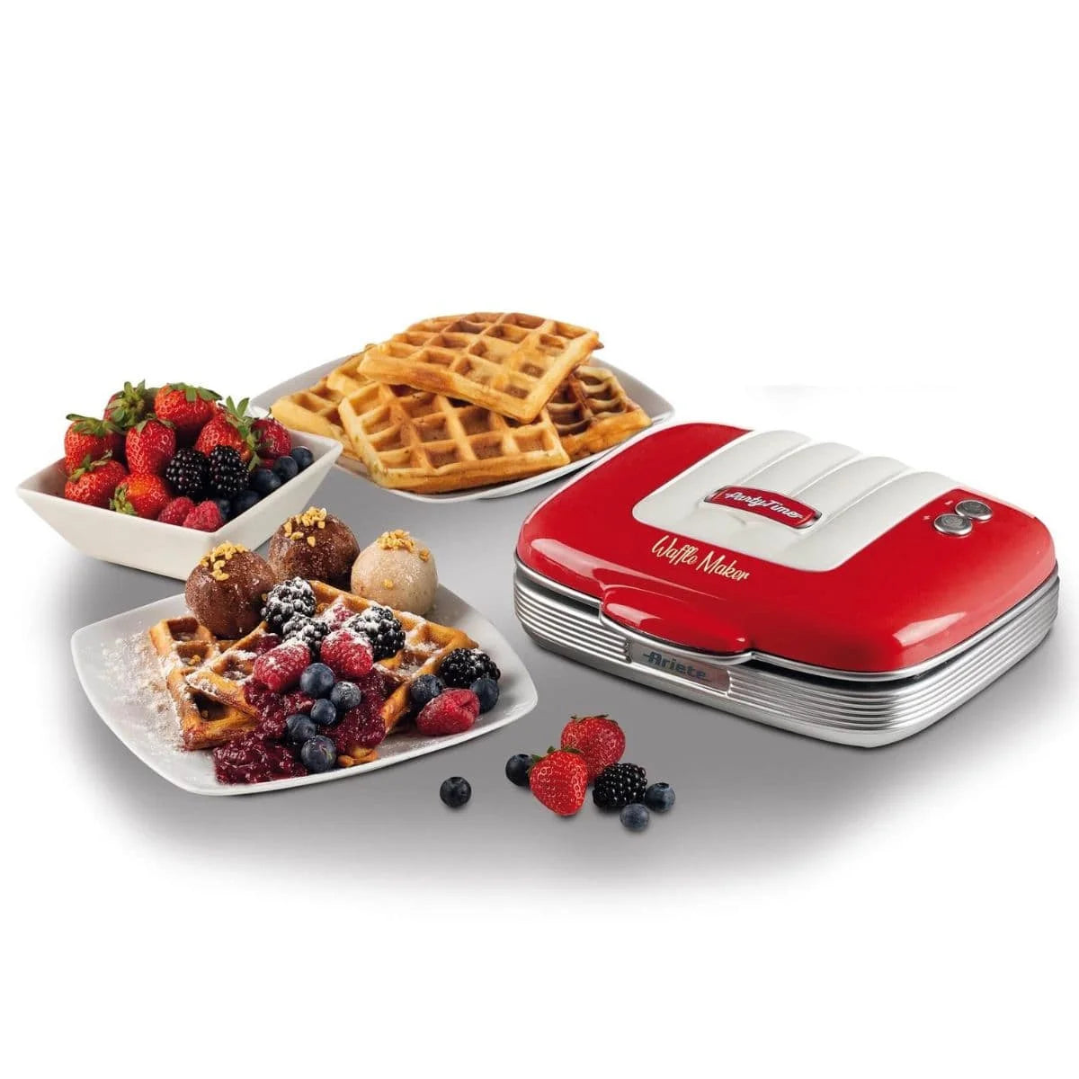 Máquina de Waffle Party Time Retrô 700W Vermelha