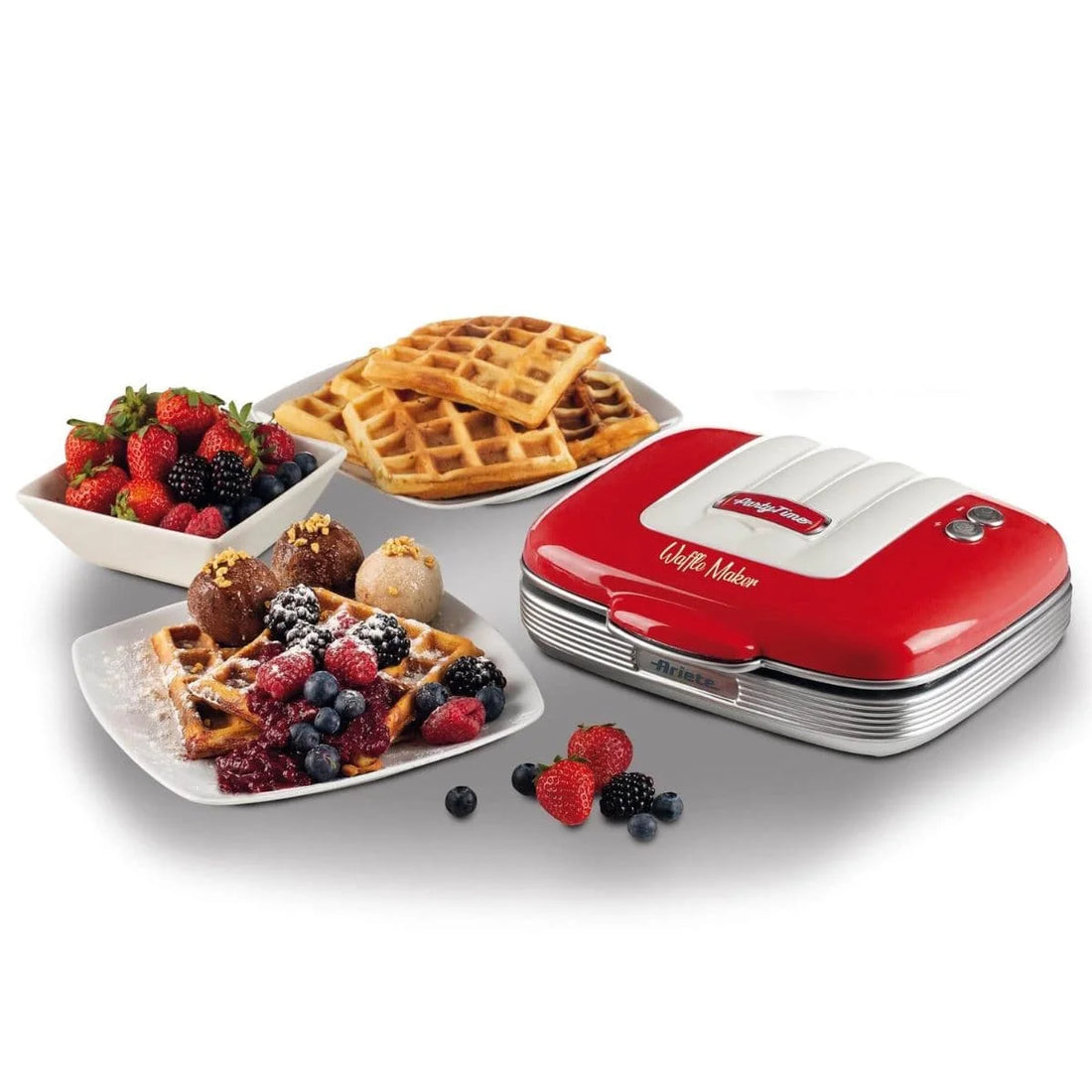 Máquina de Waffle Party Time Retrô 700W Vermelha