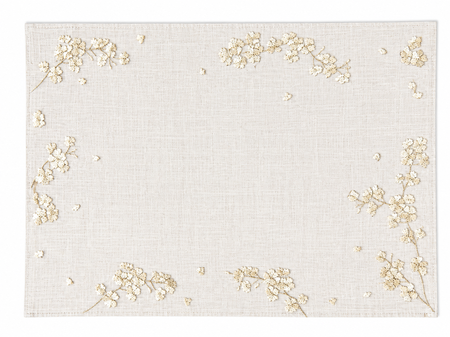 Jogo Americano Sakura Natural Com Bordado Cru 35X50cm