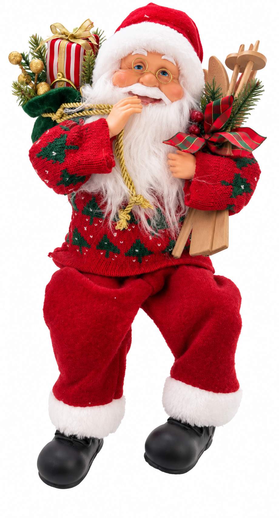 Papai Noel Sentado com ski 45Cm Natal