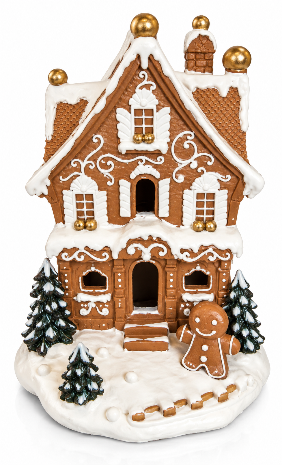 Casinha Decorativa Marron E Branco 20Cm