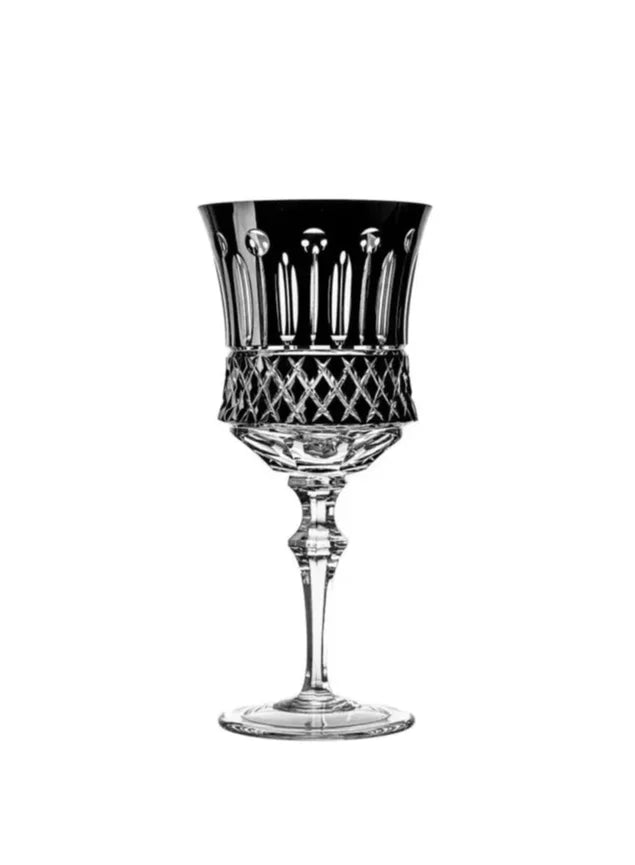 Taça vinho branco lapidada preta