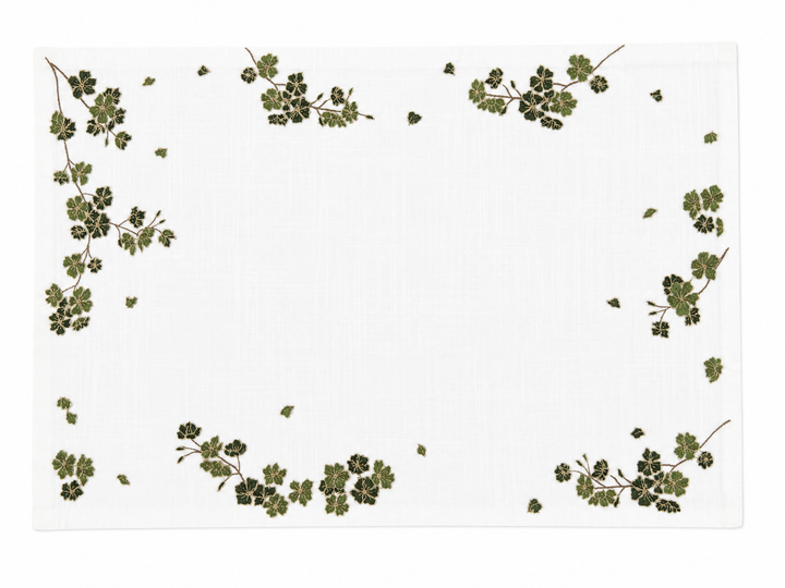 Jogo Americano Sakura Branco Com Bordado Verde 35X50cm