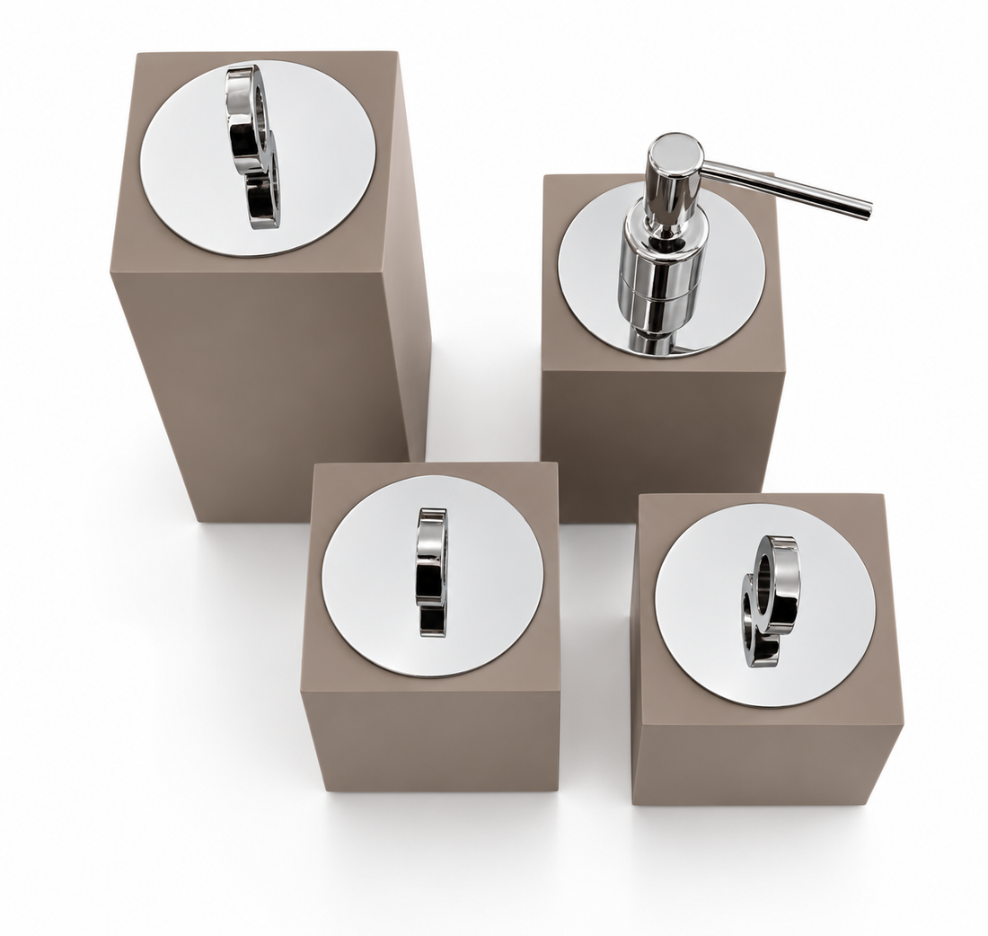 Kit Lavabo  Quadrado 4Pcs Cimento Queimado Fosco