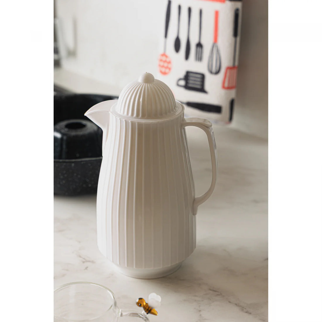 Garrafa Termica De Plastico Mini Bambu Branca 400Ml