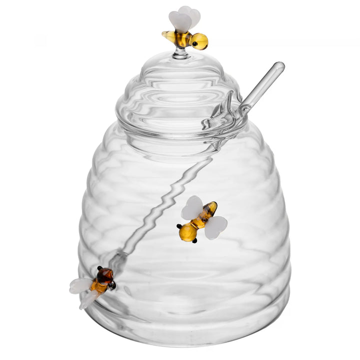 Acucareiro De Vidro Com Colher E Tampa Lovely Bee 500Ml