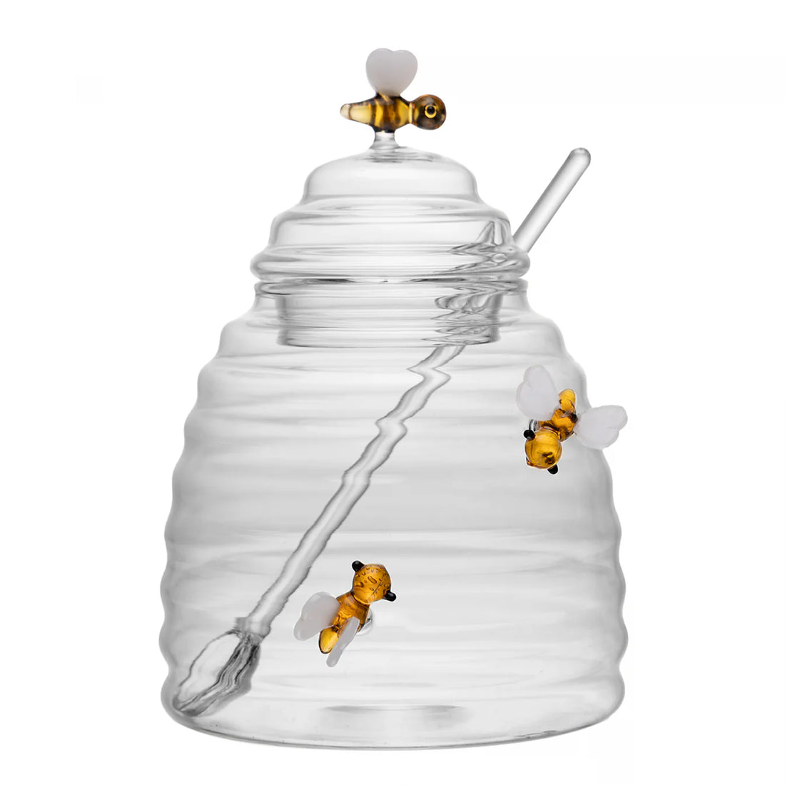 Acucareiro De Vidro Com Colher E Tampa Lovely Bee 500Ml