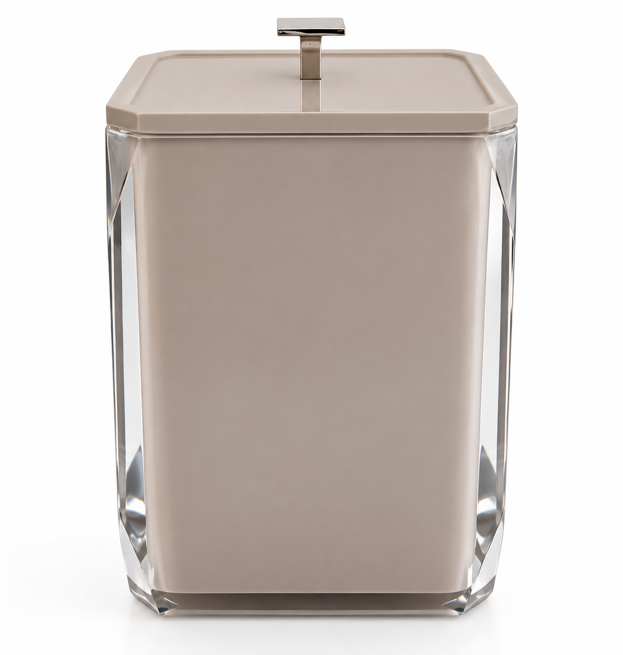 Lixeira Lyra 18X25cm - Cristal/Marfim Pegador Gold