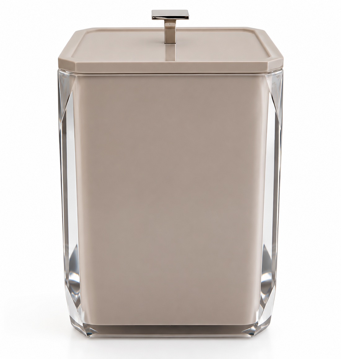 Lixeira Lyra 18X25cm - Cristal/Marfim Pegador Gold