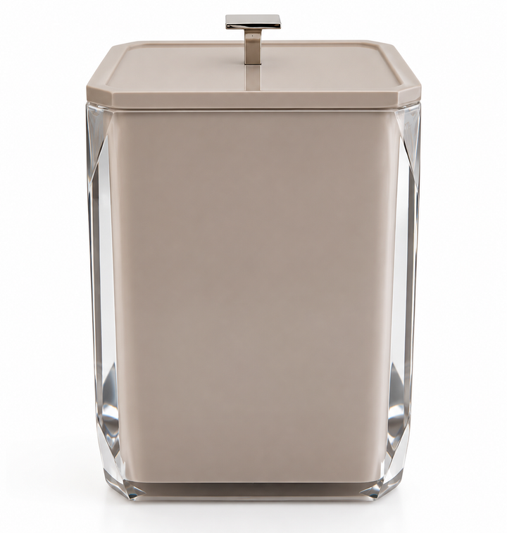 Lixeira Lyra 18X25cm - Cristal/Marfim Pegador Gold