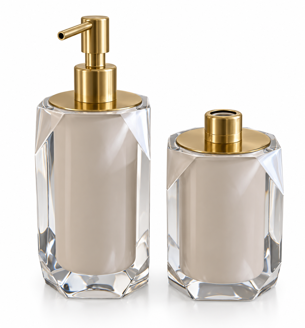 Kit 2 Pçs Lavabo Duo Lyra Cristal/Marfim  Gold