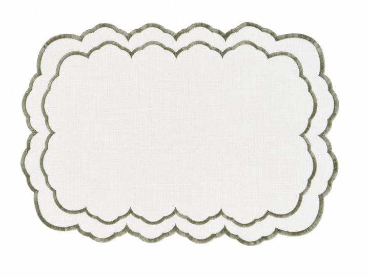 Jogo Americano  Porto Fino Branco Com Bordado Verde 35X50cm