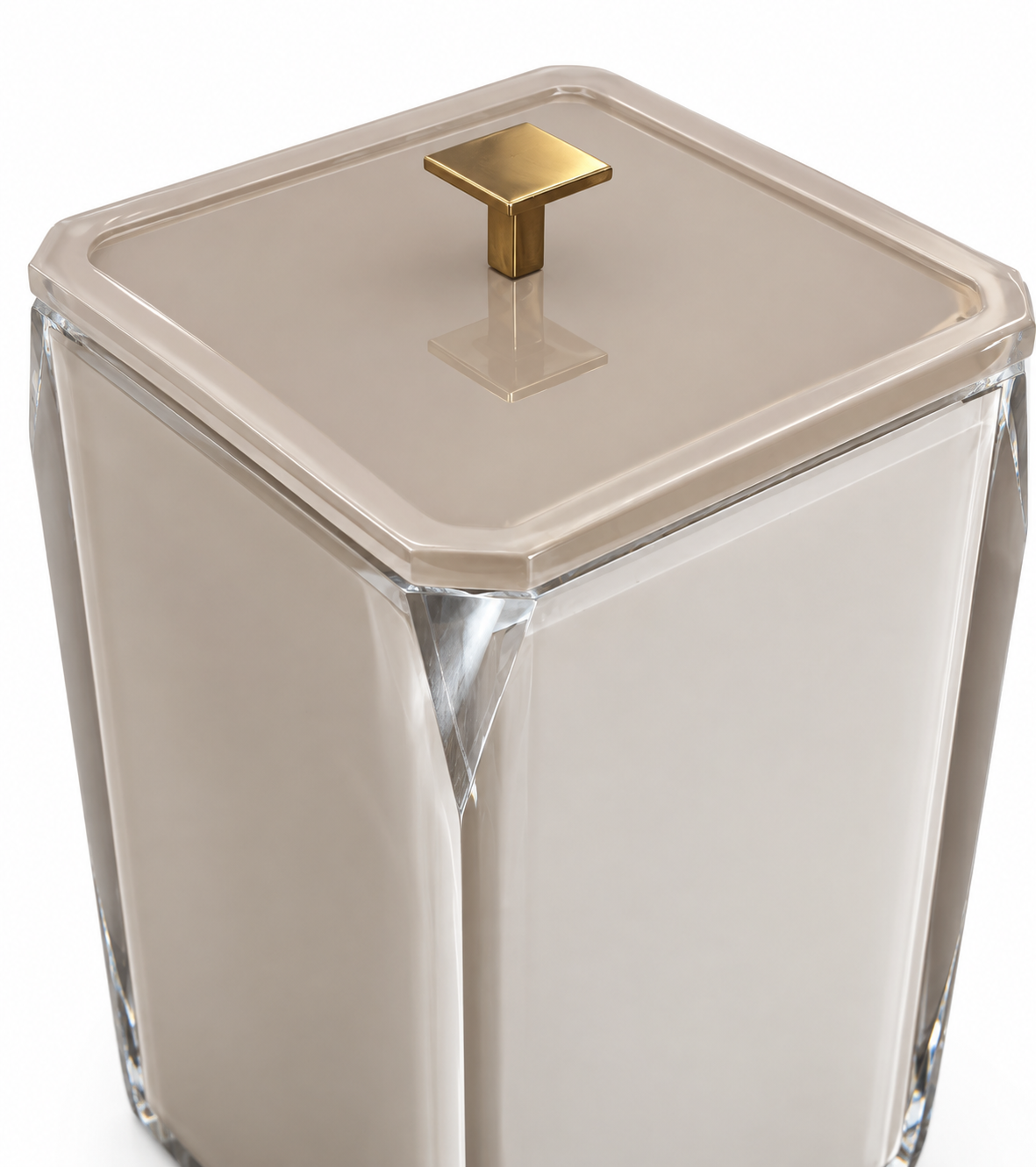 Lixeira Lyra 18X25cm - Cristal/Marfim Pegador Gold