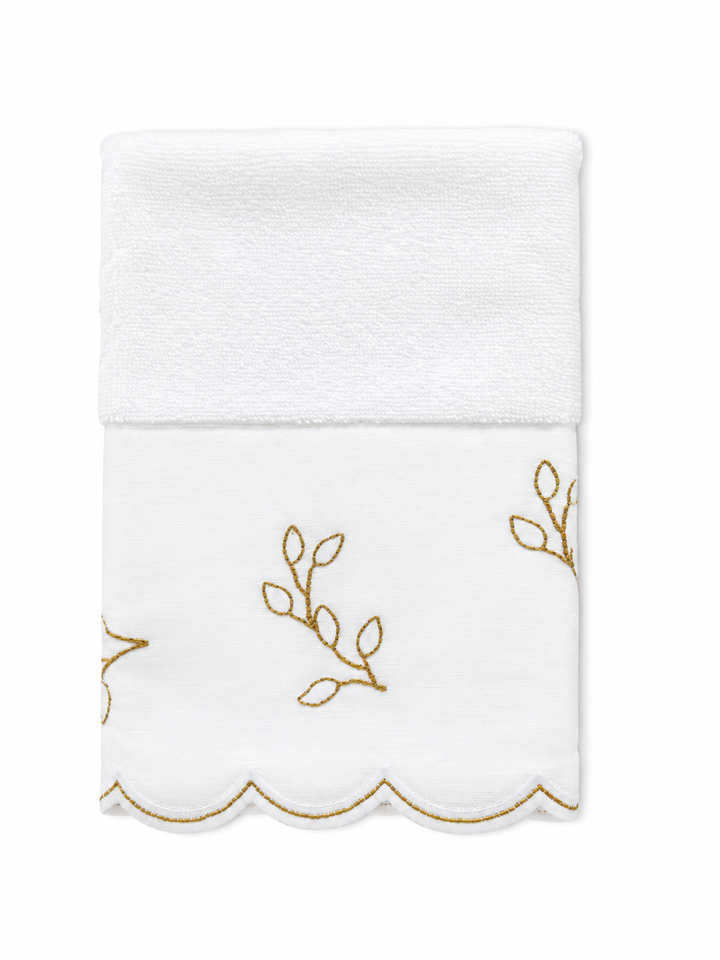 Toalha Lavabo Ciranda De Lenox Branco/Dourado