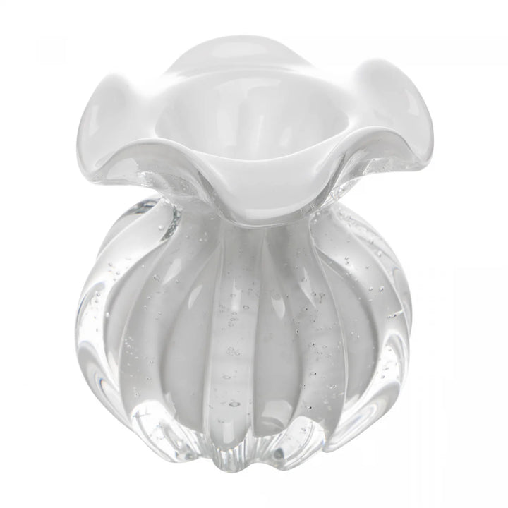 Vaso Italy 10Cm X 11Cm Branco Leitoso Vidro