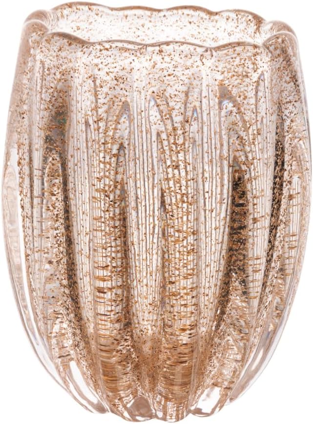 Vaso Vidro Italy Dourado 11X 10X 13Cm