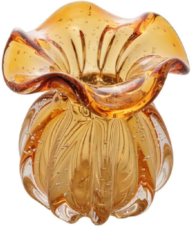 Vaso Vidro Italy Ambar E Dourado 11,5X13cm