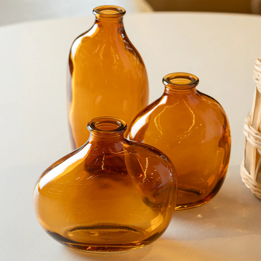 Vaso Organics 7Cm X 5,5Cm X 15Cm Ambar Vidro