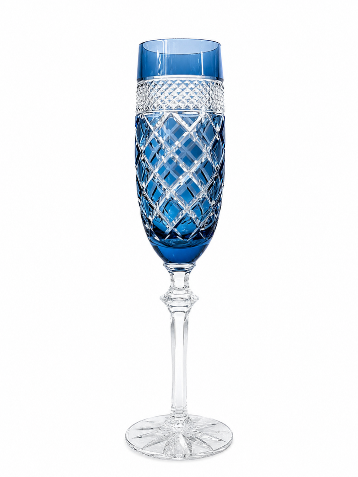 Taça Champ. Cristal Lapidado Azul 190 ml