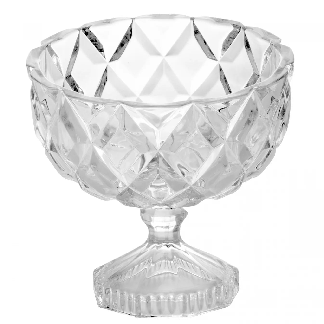 Centro De Mesa De Cristal Com Pe Deli Diamond 18X18cm