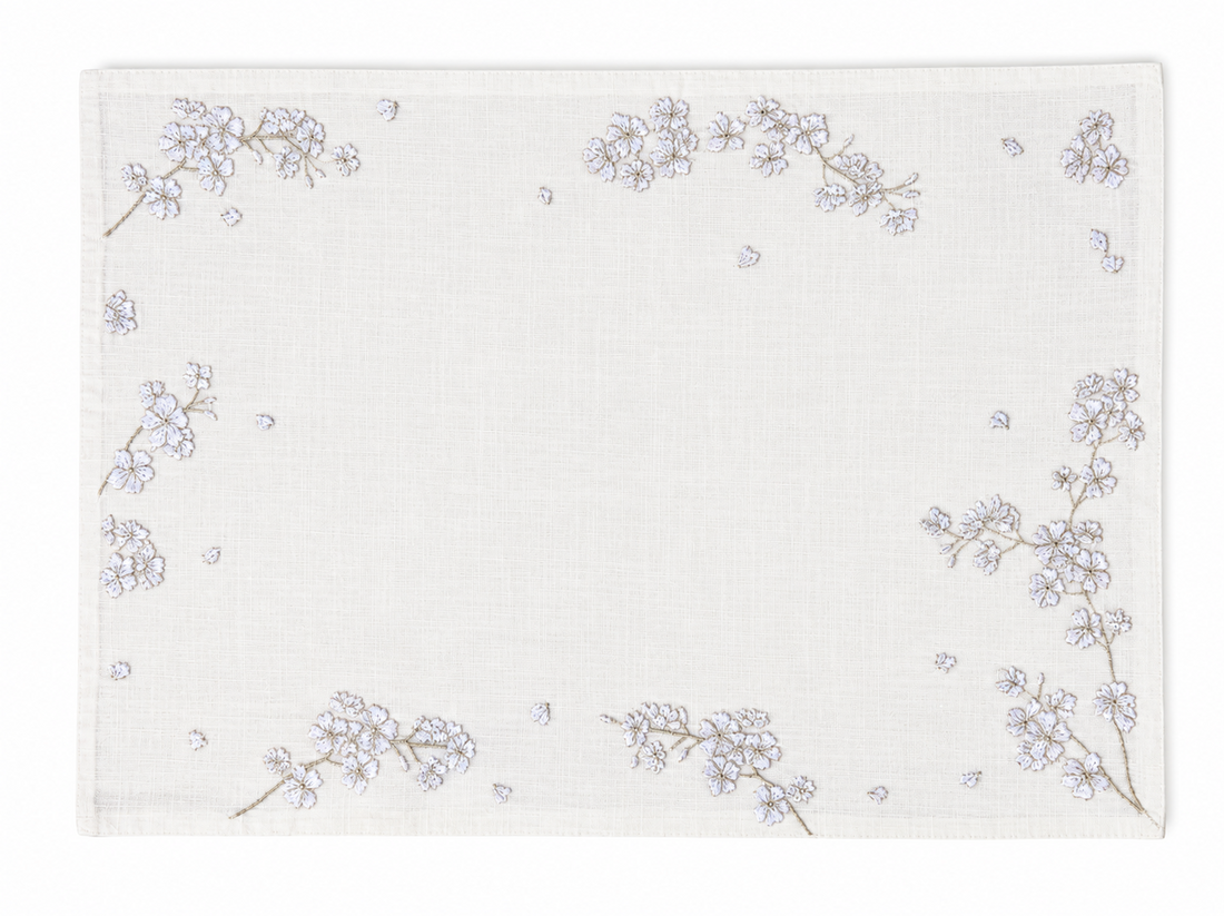 Jogo Americano Sakura Branco Com Bordado Branco 35X50cm