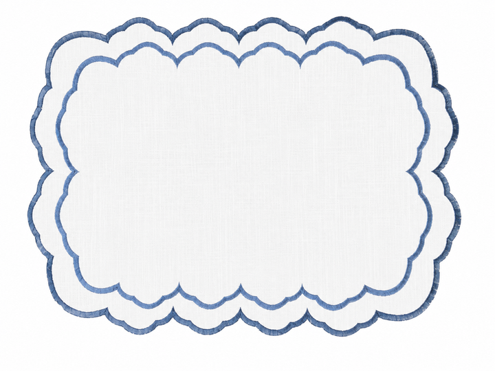 Jogo Americano Porto Fino Branco Com Bordado Azul 35X50cm
