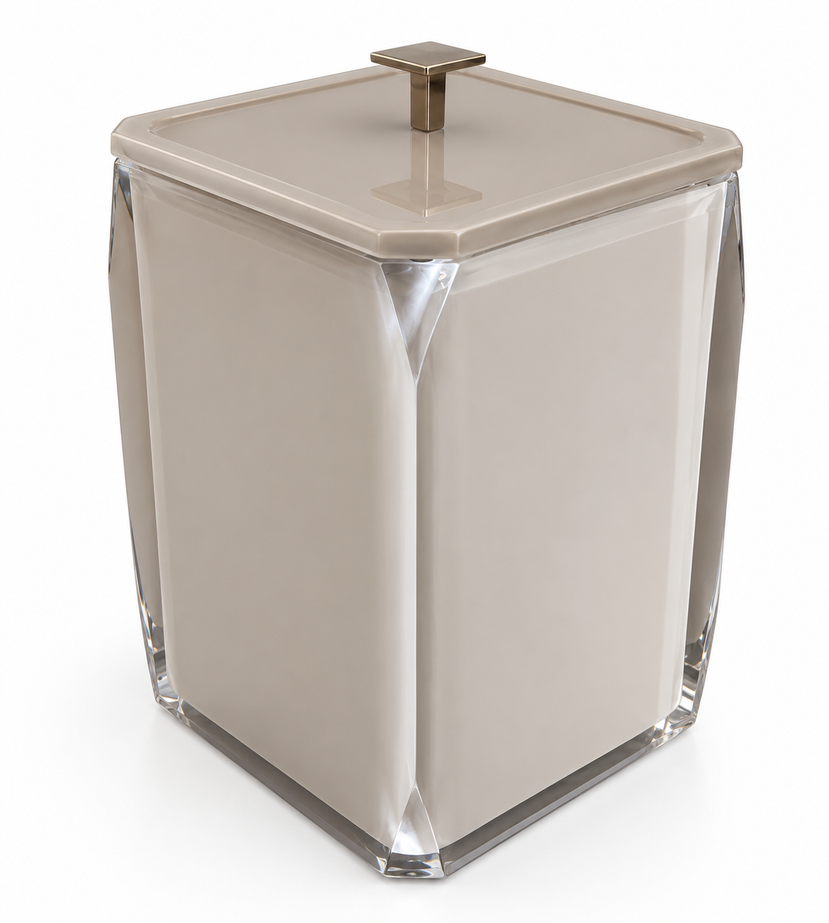 Lixeira Lyra 18X25cm - Cristal/Marfim Pegador Gold