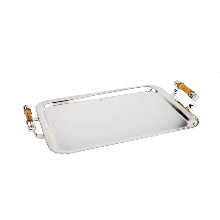Bandeja Prata Alça Bambu Natural 25X35