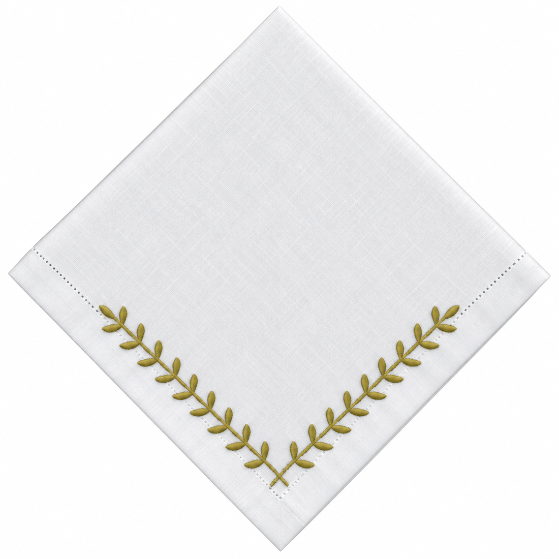 Kit 4 Guardanapos Evorabranco Bordado  Dourado