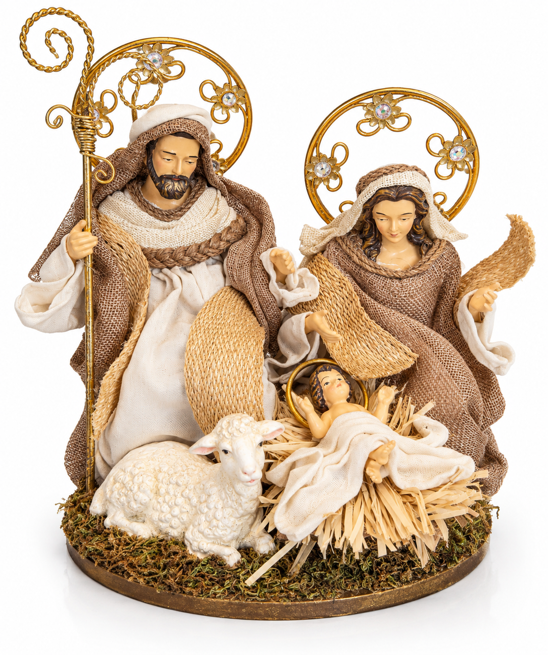 Sagrada Familia com ovelha 25cm Natal