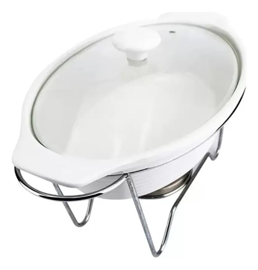 Rechaud Oval Porcelana Com Queimador