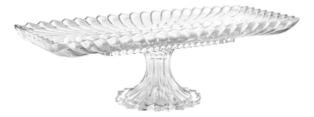 Travessa De Cristal Com Pe Retangular Geneva 30X16,5X12cm