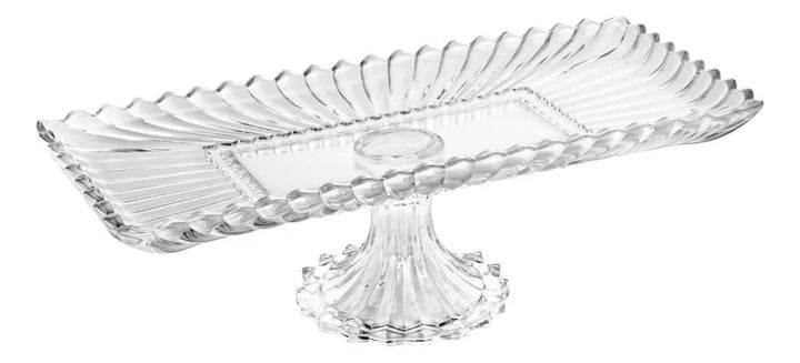 Travessa De Cristal Com Pe Retangular Geneva 30X16,5X12cm