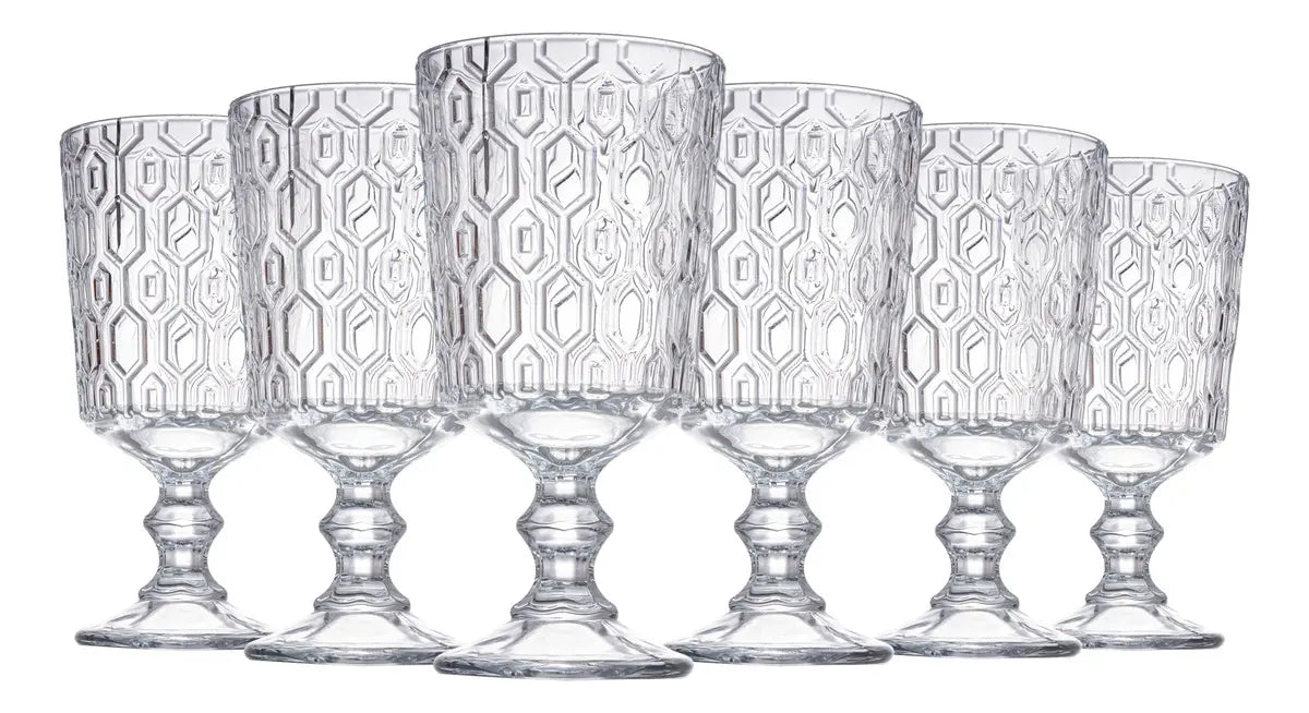 Jg 6 Taças Favos Em Cristal 360 Ml