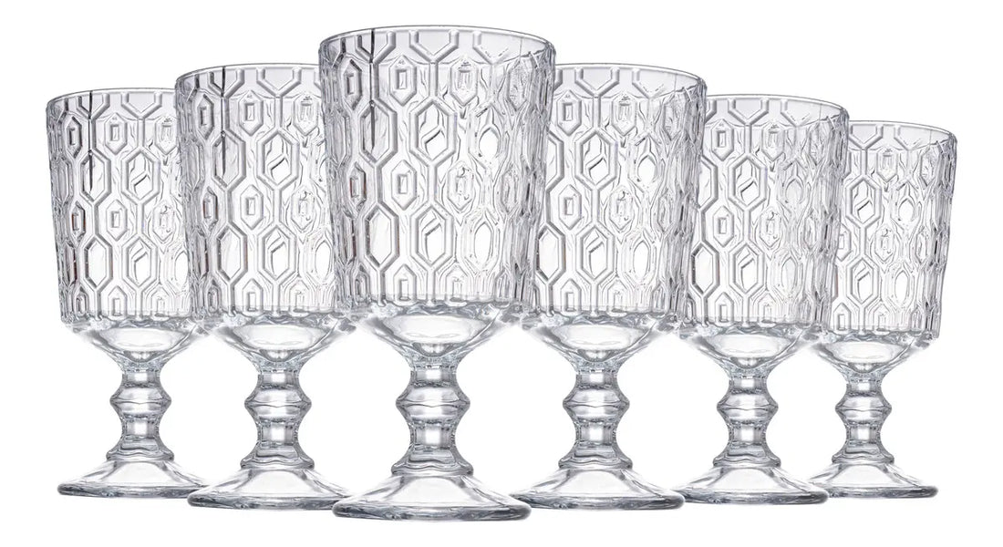 Jg 6 Taças Favos Em Cristal 360 Ml