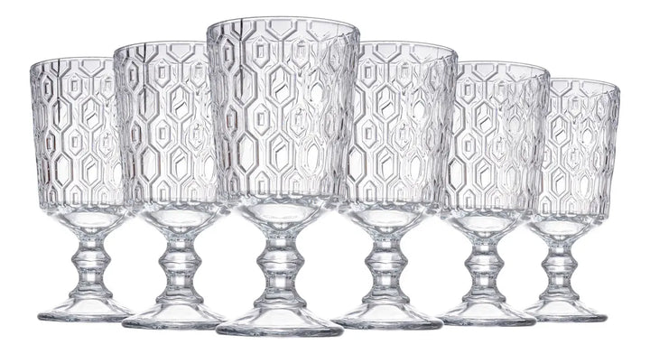 Jg 6 Taças Favos Em Cristal 360 Ml