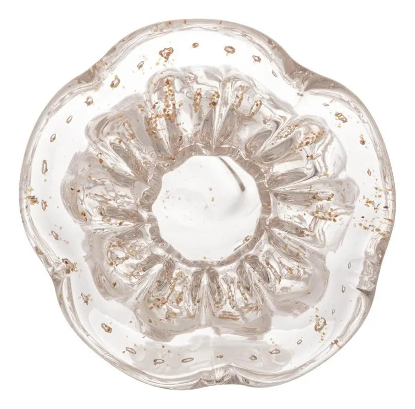 Vaso De Vidro Italy Transparente E Dourado 10X11cm