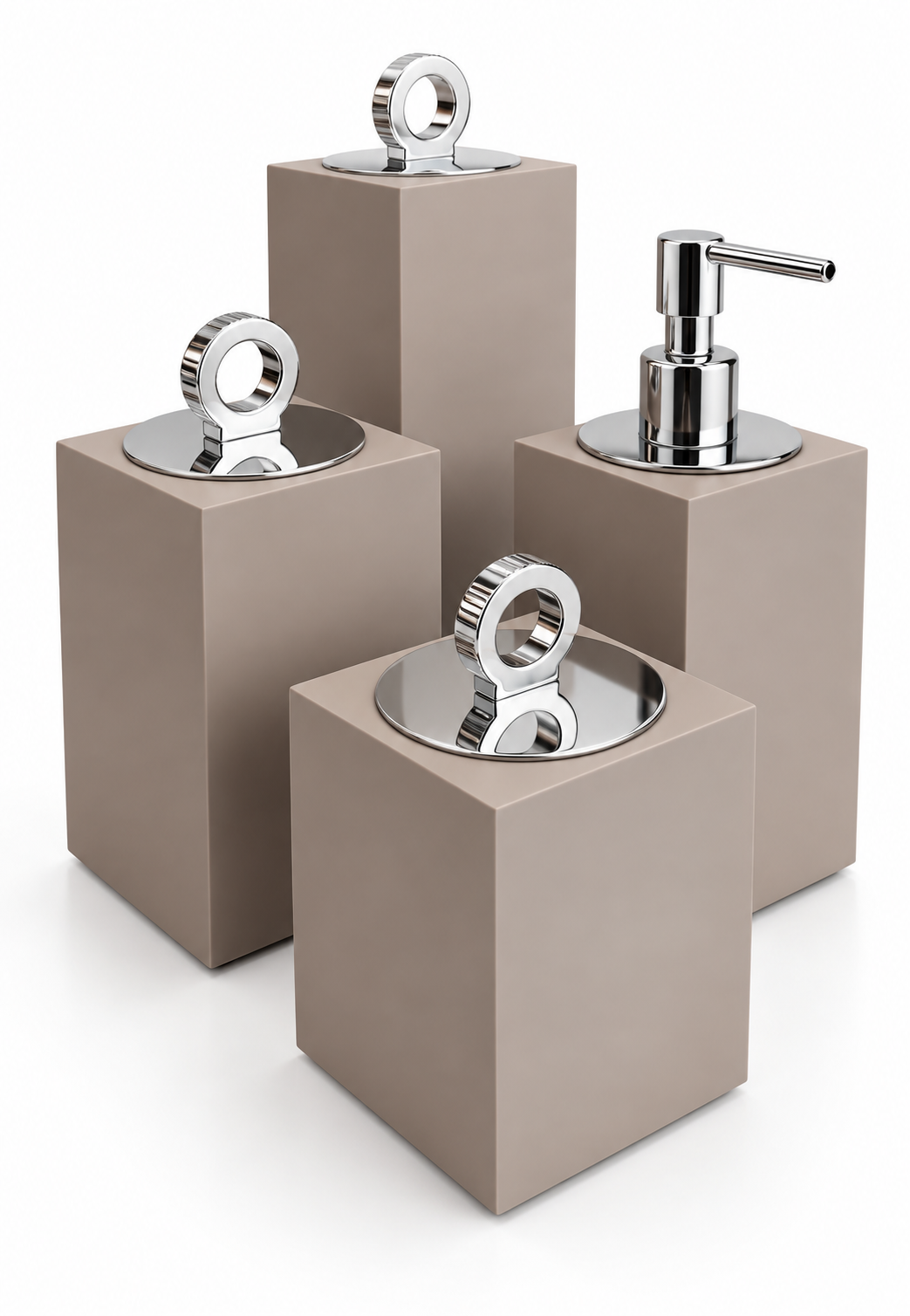 Kit Lavabo  Quadrado 4Pcs Cimento Queimado Fosco