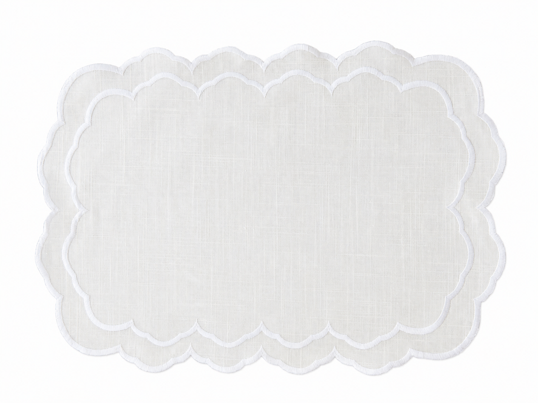 Jogo Americano  Porto Fino Branco Com Bordado Branco 35X50cm
