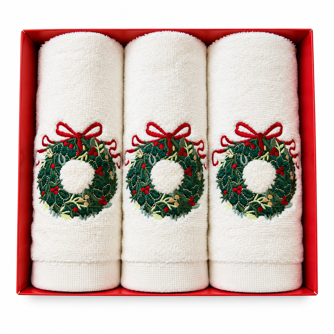 Kit 3 Toalhas Lavabo Guirlanda Natal