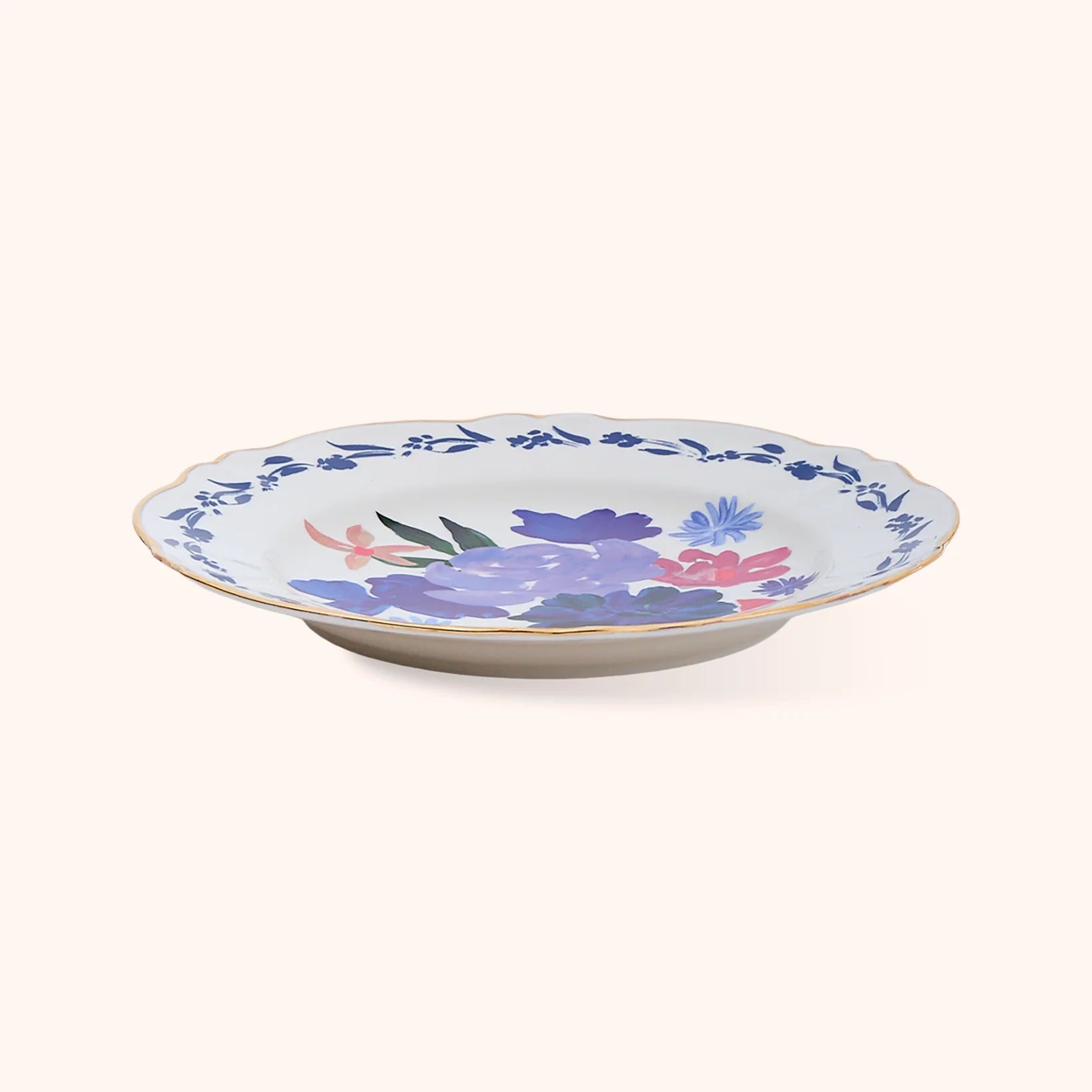 Prato Raso Dipinto Bouquet Azul