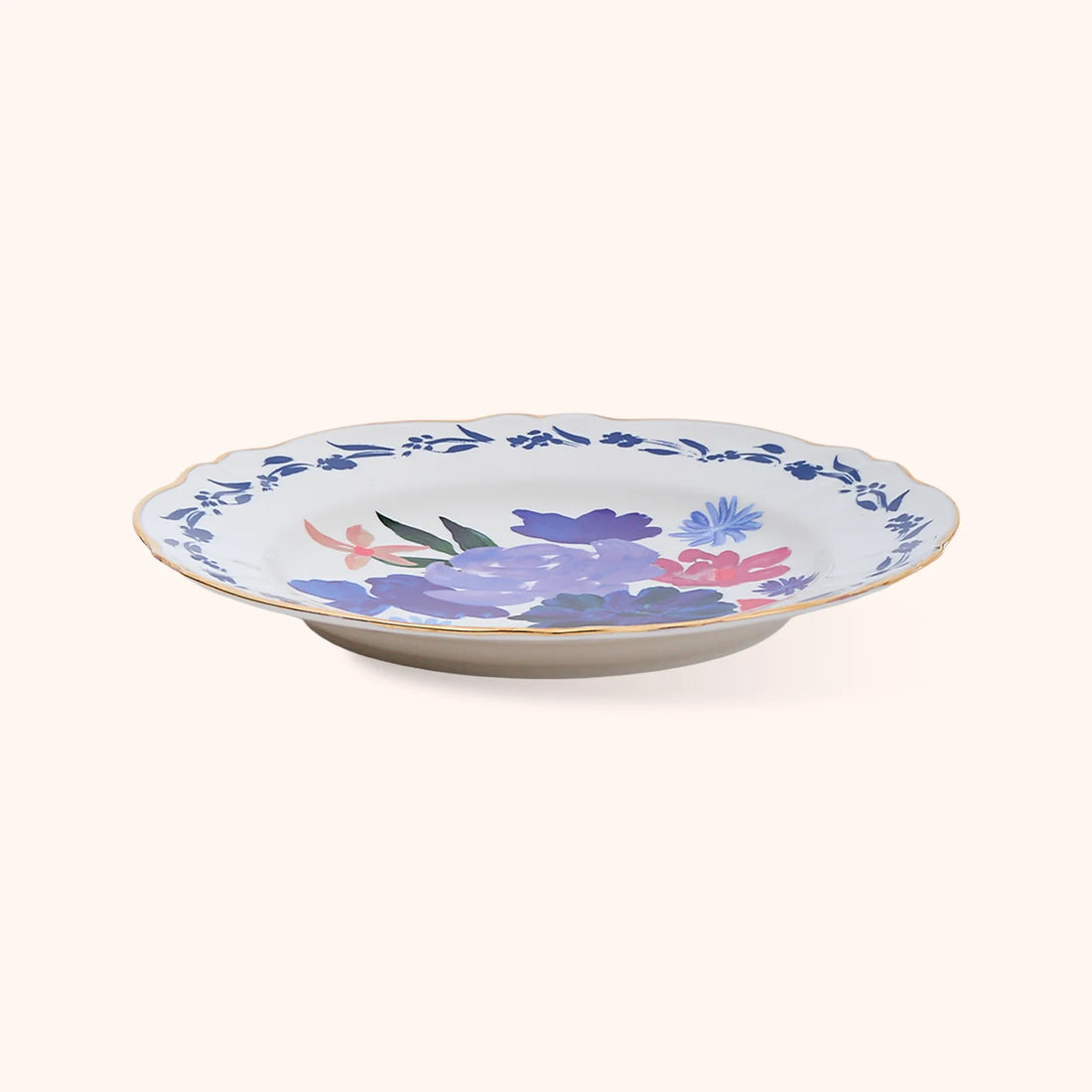 Prato Raso Dipinto Bouquet Azul
