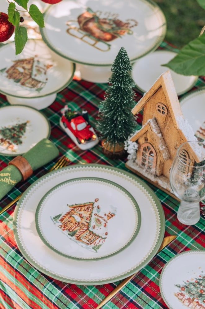 Jogo 6 Pratos Sobremesa Aconchego Natal