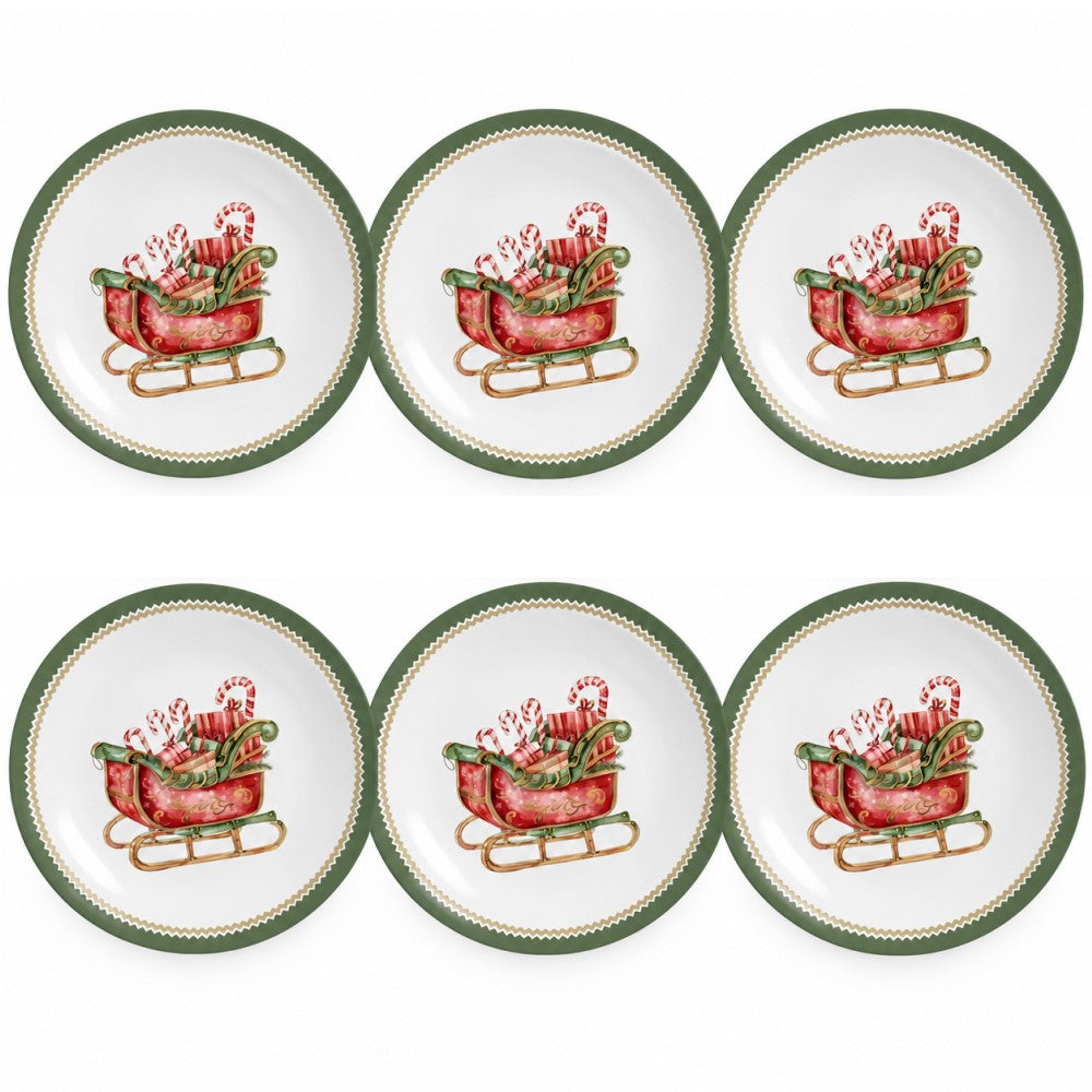 Jogo 6 Pratos Rasos Aconchego Natal