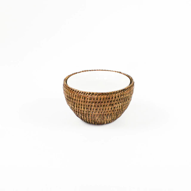 Bowl Porcelana Suporte Rattan 15 Cm