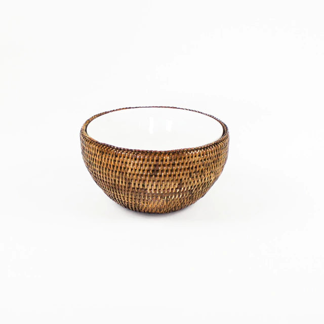 Bowl Porcelana Suporte Rattan 21 Cm