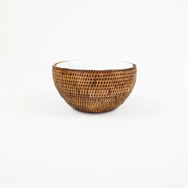 Bowl Porcelana Suporte Rattan 21 Cm