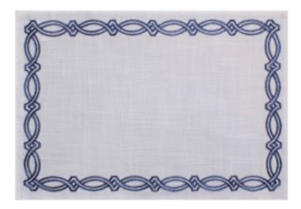 Jogo Americano Truly Branco C/ Bordado Azul 35X50cm