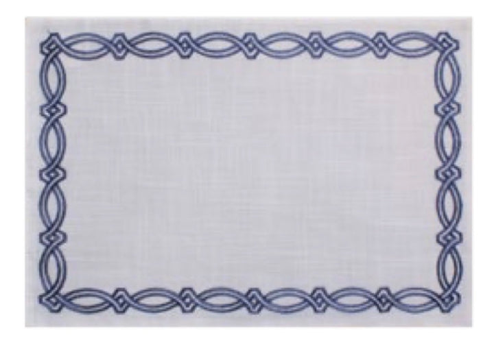 Jogo Americano Truly Branco C/ Bordado Azul 35X50cm