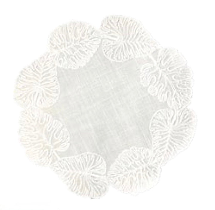 Jogo Americano Foglio Tagliato Branco C/ Bordado Branco 40Cm Redondo